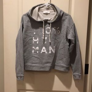 EVERLANE womens pullover hoodie 100% HUMAN graphic CROP SWEATSHIRT size S